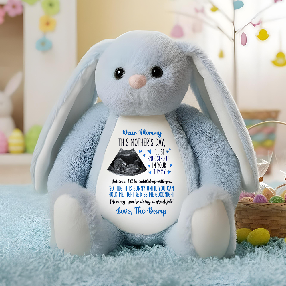 I'll Be Snuggled Up In Your Tummy - Personalized Custom Bunny Plush