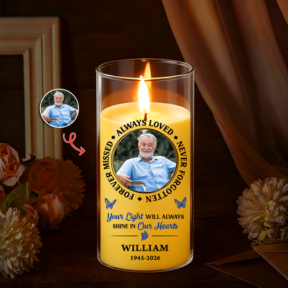 Never Forgotten Custom Photo Memorial - Personalized Flameless LED Candle