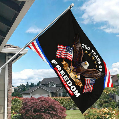 Custom Family Name 250 Years of Freedom American Flag - Semiquincentennial Eagle Flag - Personalized House Flag