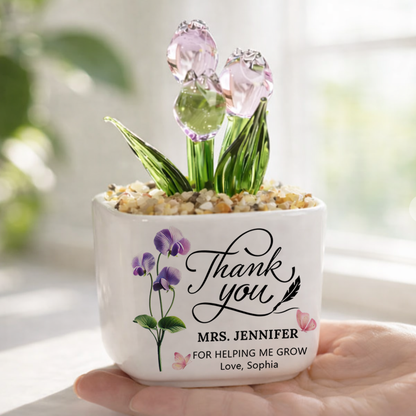 Thank You Teacher - Personalized Custom Glass Everlasting Flowers