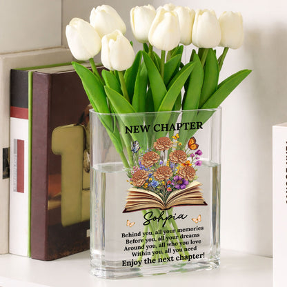 New Chapter Birth Month Flower - Personalized Acrylic Book Vase