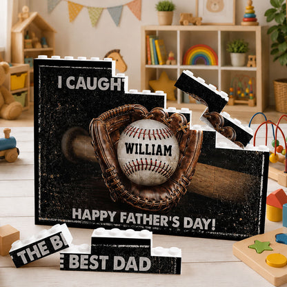 I Caught The Best Dad Custom Photo Building Blocks for Dad - Father's Day Gifts