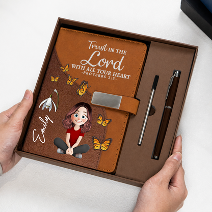 Trust In The Lord - Personalized Leather Notebook Set