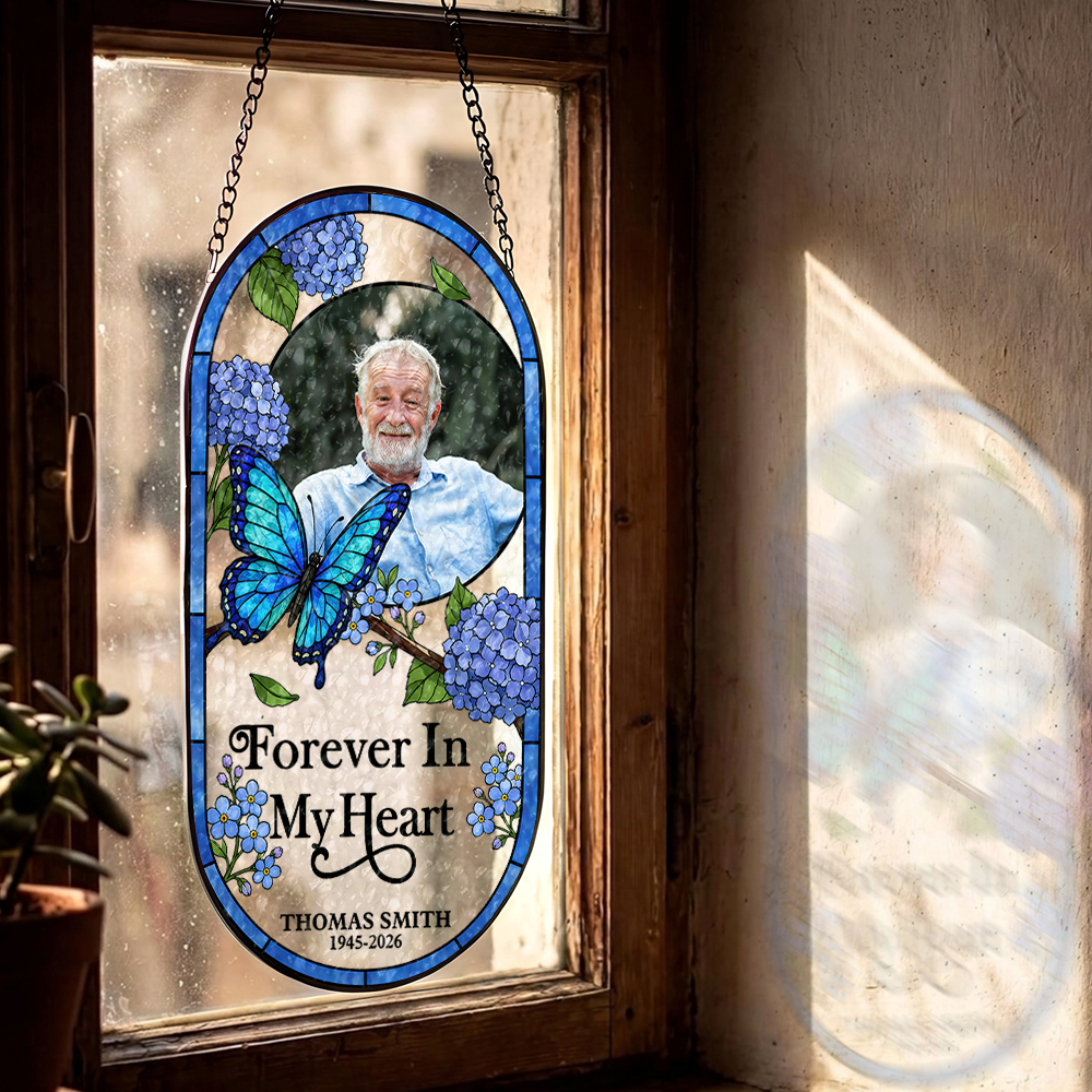 I'm Always With You Memorial - Personalized Oval Stained Glass Suncatcher