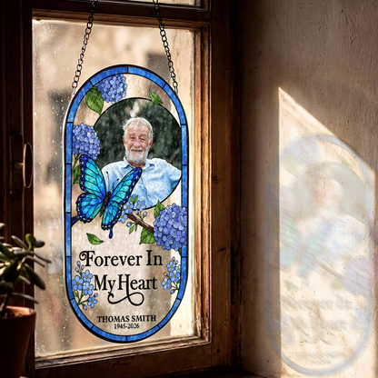 I'm Always With You Memorial - Personalized Oval Stained Glass Suncatcher