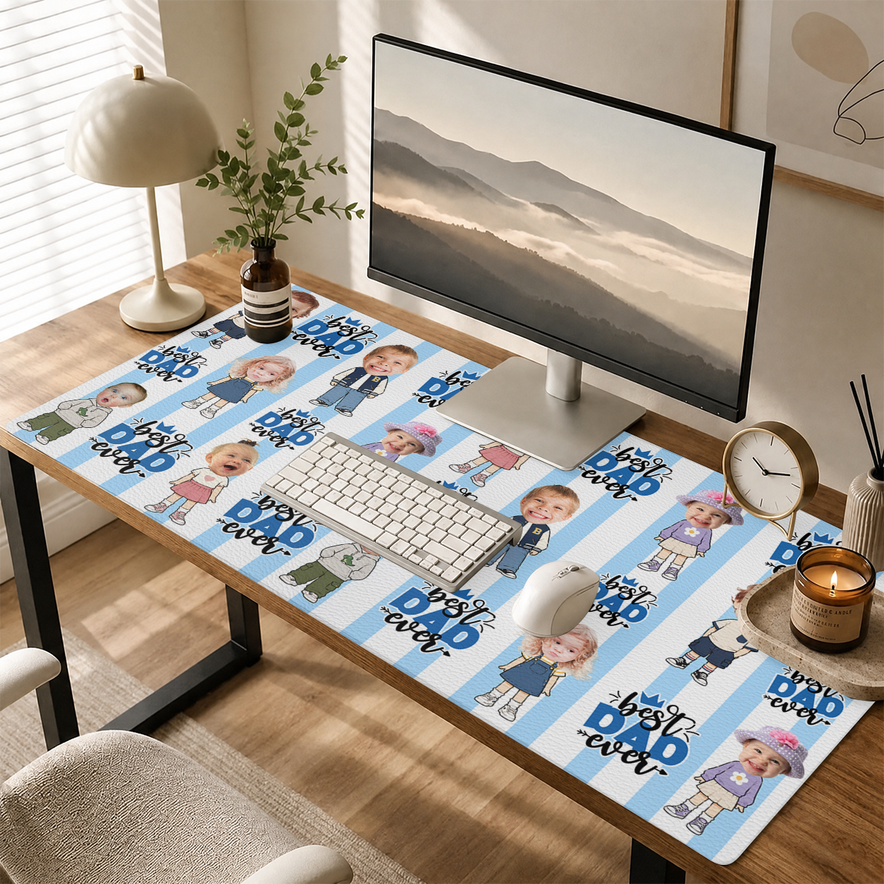 Funny Best Dad Ever Custom - Personalized Leather Desk Mat