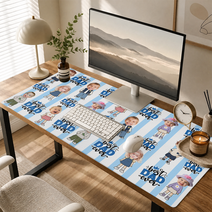 Funny Best Dad Ever Custom - Personalized Leather Desk Mat