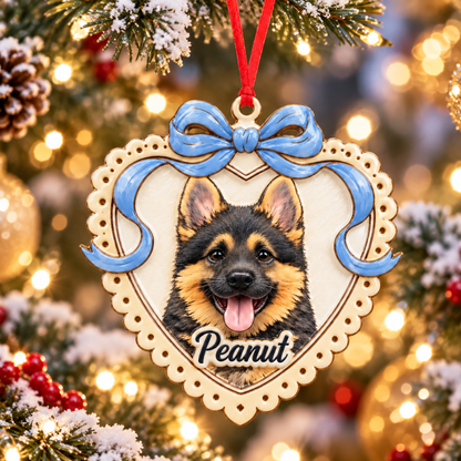 Custom Pet Photo Heart Gifts for Pet Lovers - Real 3D Relief Ornament