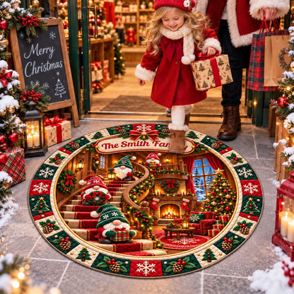 Warm Wishes In Cozy House Shaped Doormat - Personalized Christmas Decor 3D Round Rug