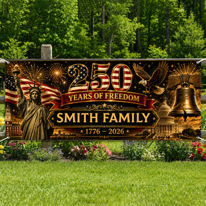 250 Years Of Freedom 1776-2026 Banner - Personalized Semiquincentennial Banner