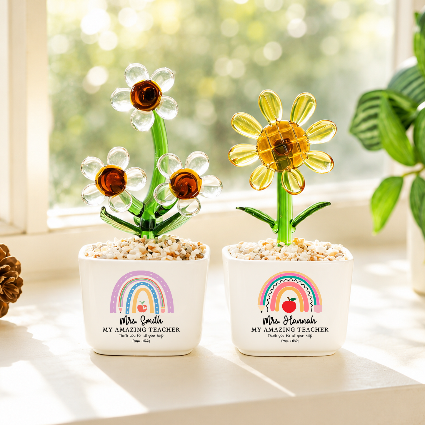 Amazing Teacher - Personalized Custom Glass Everlasting Flowers