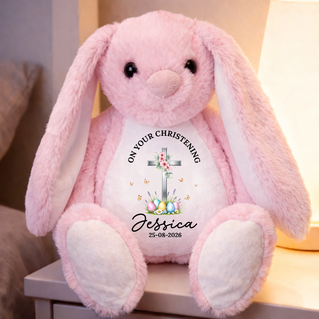 On Your Baptism Day Christening New Baby - Personalized Custom Bunny Plush
