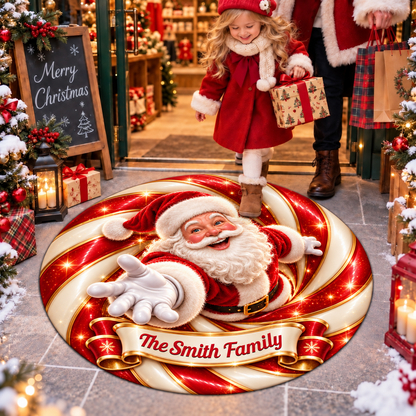 Jolly All Season Family Shaped Doormat - Personalized Christmas Decor 3D Round Rug