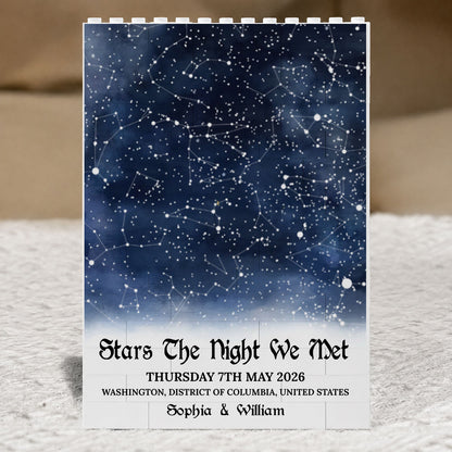 Stars The Night We Met, Unique Night Sky Map By Date & Location - Custom Building Blocks