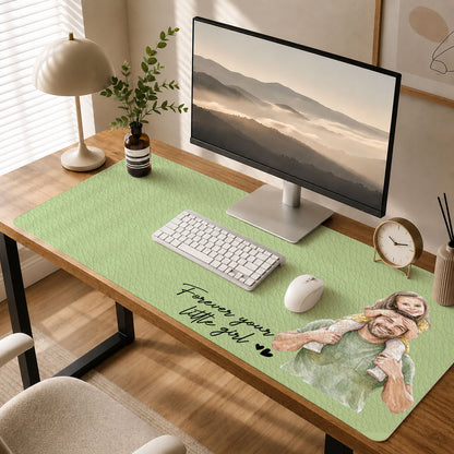 My Little Family Custom Photo - Personalized Leather Desk Mat