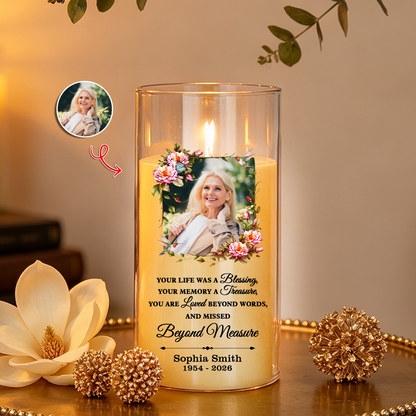 Light Up The World Long After Have Gone Memorial Candle - Personalized Flameless LED Candle