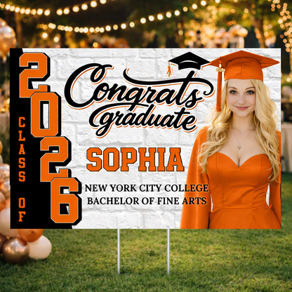 2026 Lawn Sign Graduation Gift - Personalized Graduation Yarn Sign With Stake