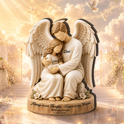 Personalized Memorial Wooden Sign: Custom Angel Figure Block, Sympathy Gift