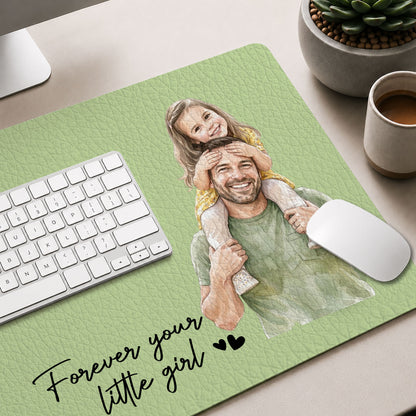 My Little Family Custom Photo - Personalized Leather Desk Mat