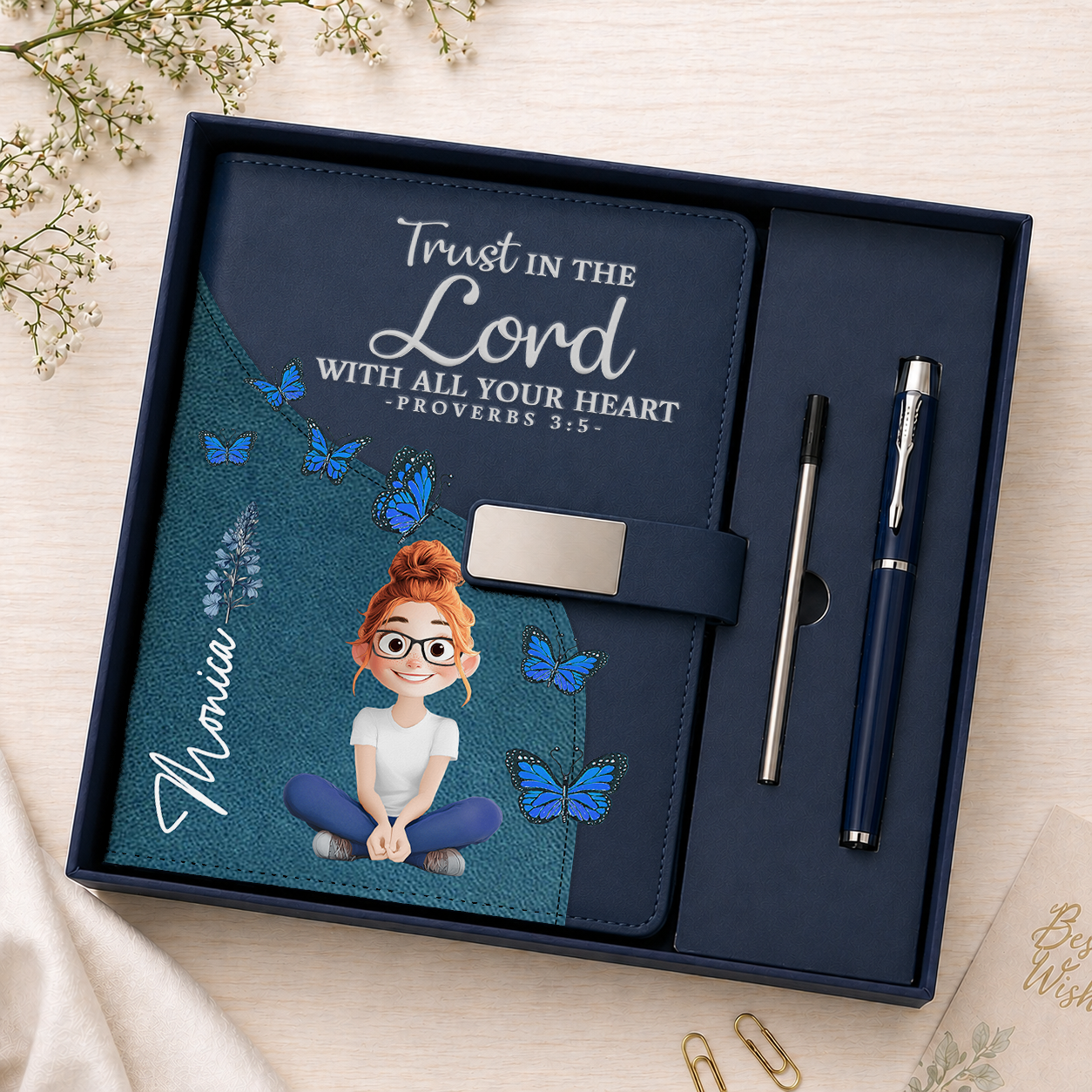 Trust In The Lord - Personalized Leather Notebook Set