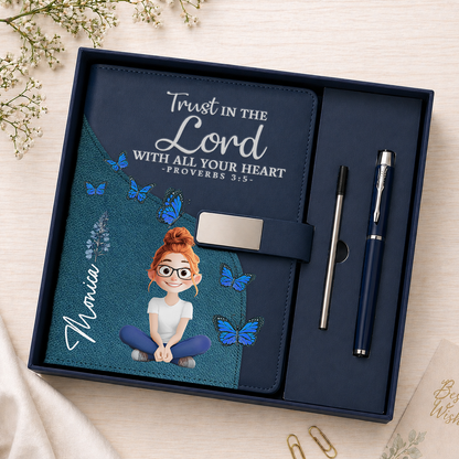 Trust In The Lord - Personalized Leather Notebook Set