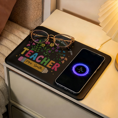 Love Them Watch Them Grow Teacher Gifts - Personalized Leather Charging Mat