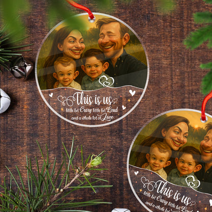 Caricature Ornament Art For Family - Personalized Acrylic Ornament