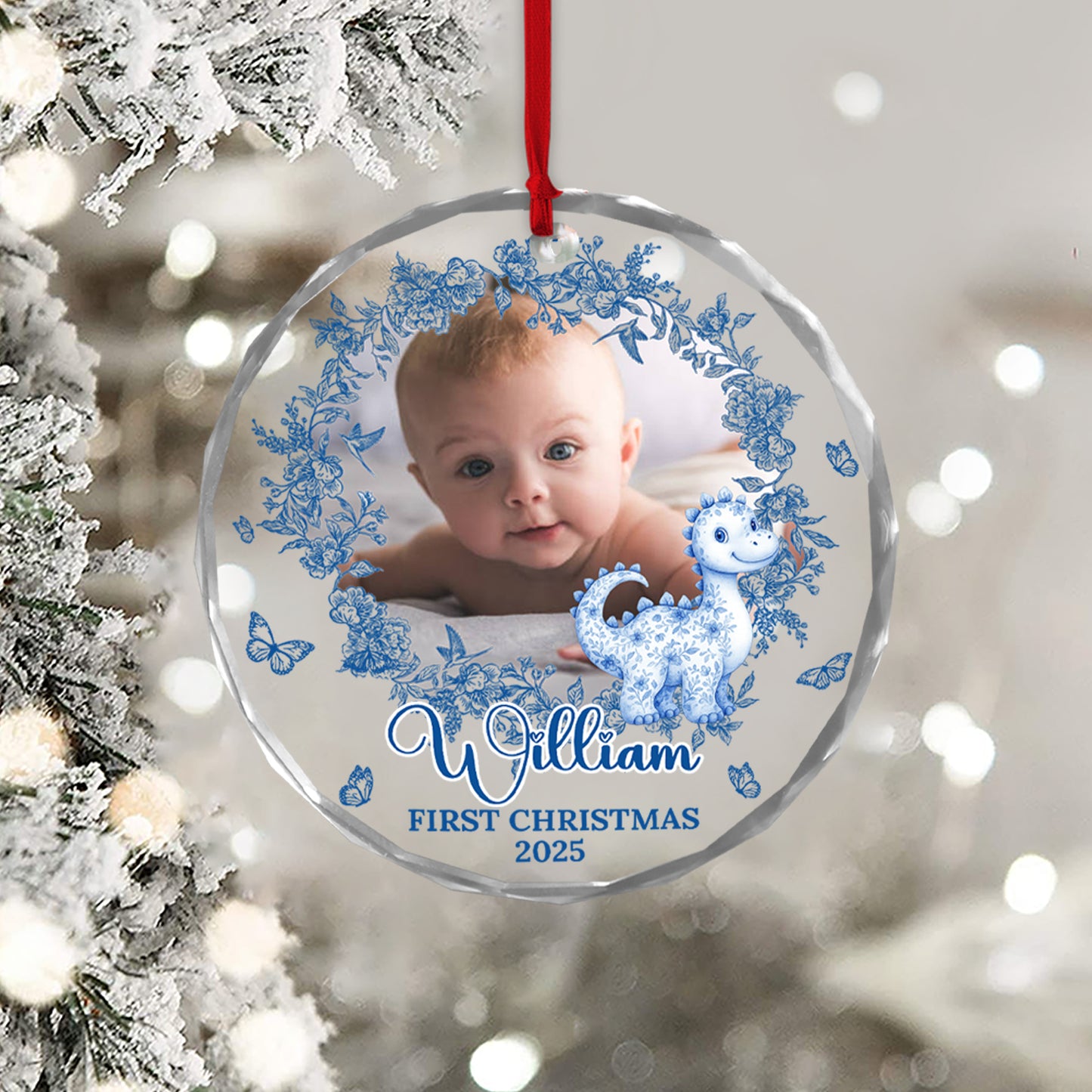 Baby's First Christmas For Baby - Christmas Gifts - Personalized Custom Glass Ornament