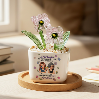 Linked Together Cartoon - Personalized Custom Glass Everlasting Flowers