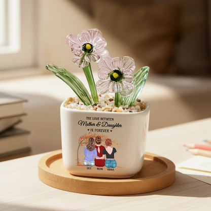 The Love Between Mother & Daughters Is Forever - Personalized Custom Glass Everlasting Flowers