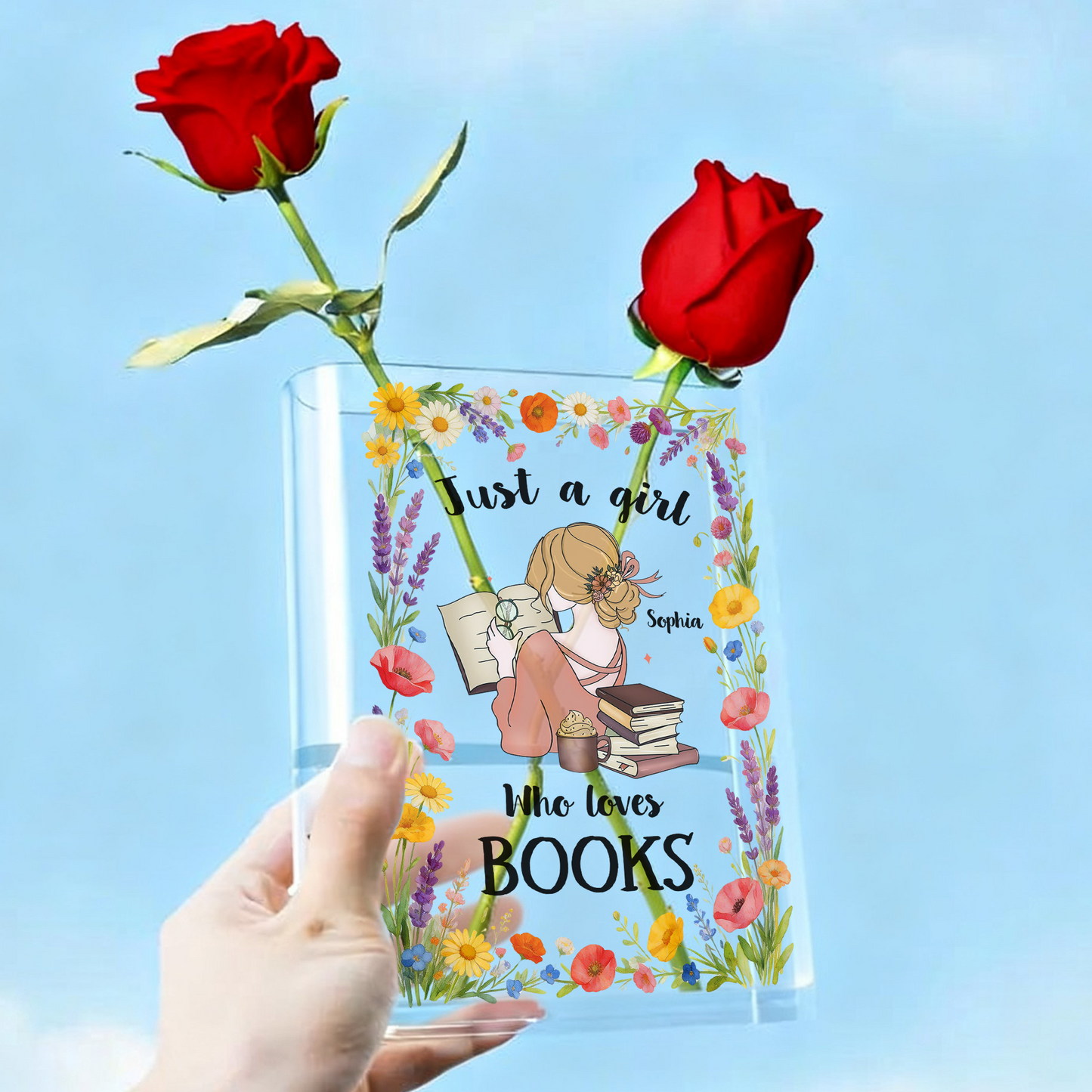 Just A Girl Who Loves Book - Personalized Acrylic Book Vase