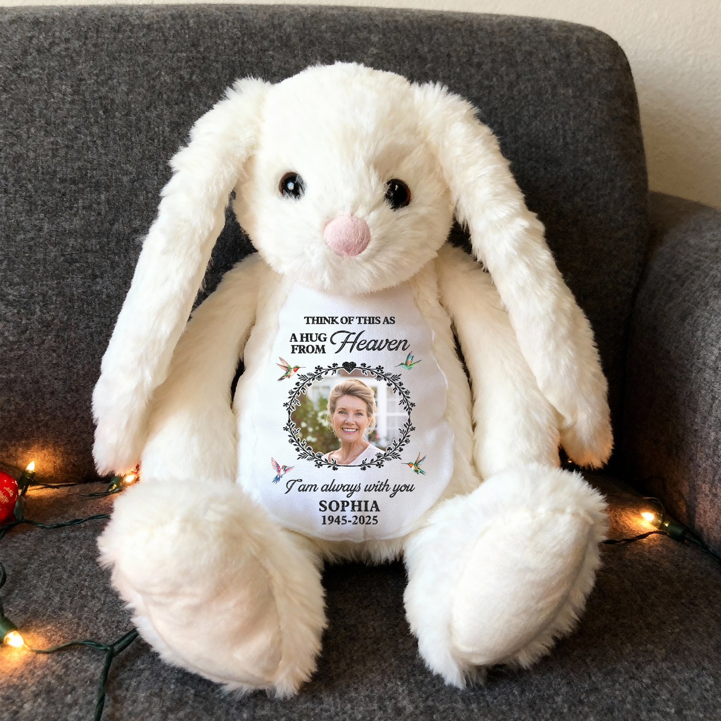 Think Of Me A Hug From Heaven - Plush Stuffed Bunny Rabbit for Easter Christmas Birthday