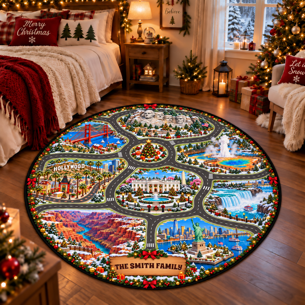 Car Racing Game - Personalized Quilted Mat Custom Shaped Doormat - Christmas Decor 3D Round Rug