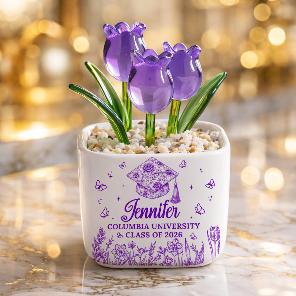 Congrats Graduation - Personalized Custom Glass Everlasting Tulips
