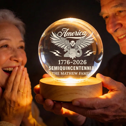 Patriotic 250th Anniversary - Personalized Crystal Globe Lamp