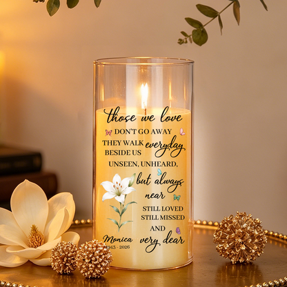 Loss Of Loved One Flower Memorial Candle - Personalized Flameless LED Candle