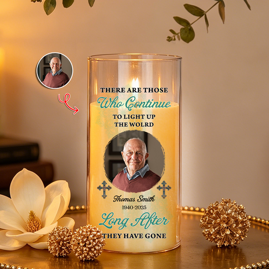 Light Up The The World Custom Photo Memorial - Personalized Flameless LED Candle