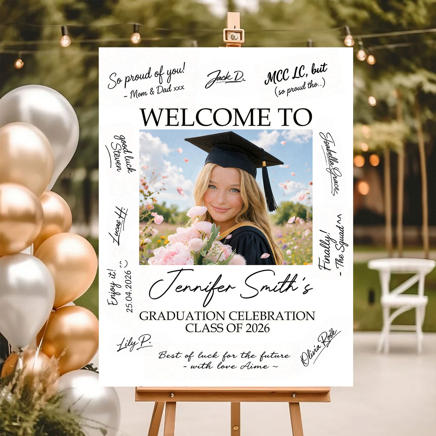 Congrats Graduation Signature - Personalized Graduation Welcome Sign - Custom Photo Welcome Sign