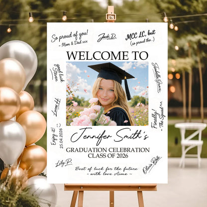 Congrats Graduation Signature - Personalized Graduation Welcome Sign - Custom Photo Welcome Sign