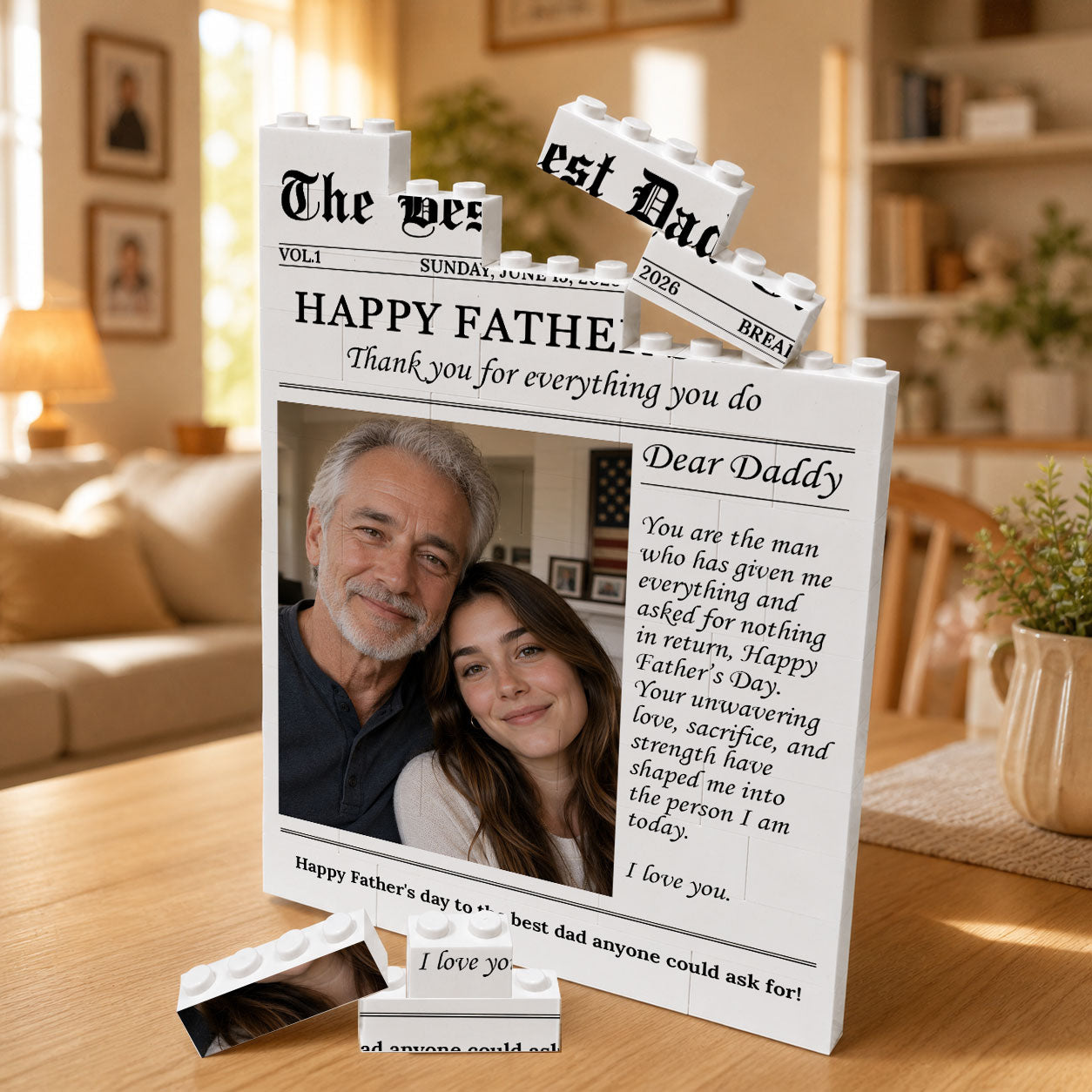 The Man Given Me Everything Custom Photo Building Blocks for Dad - Father's Day Gifts