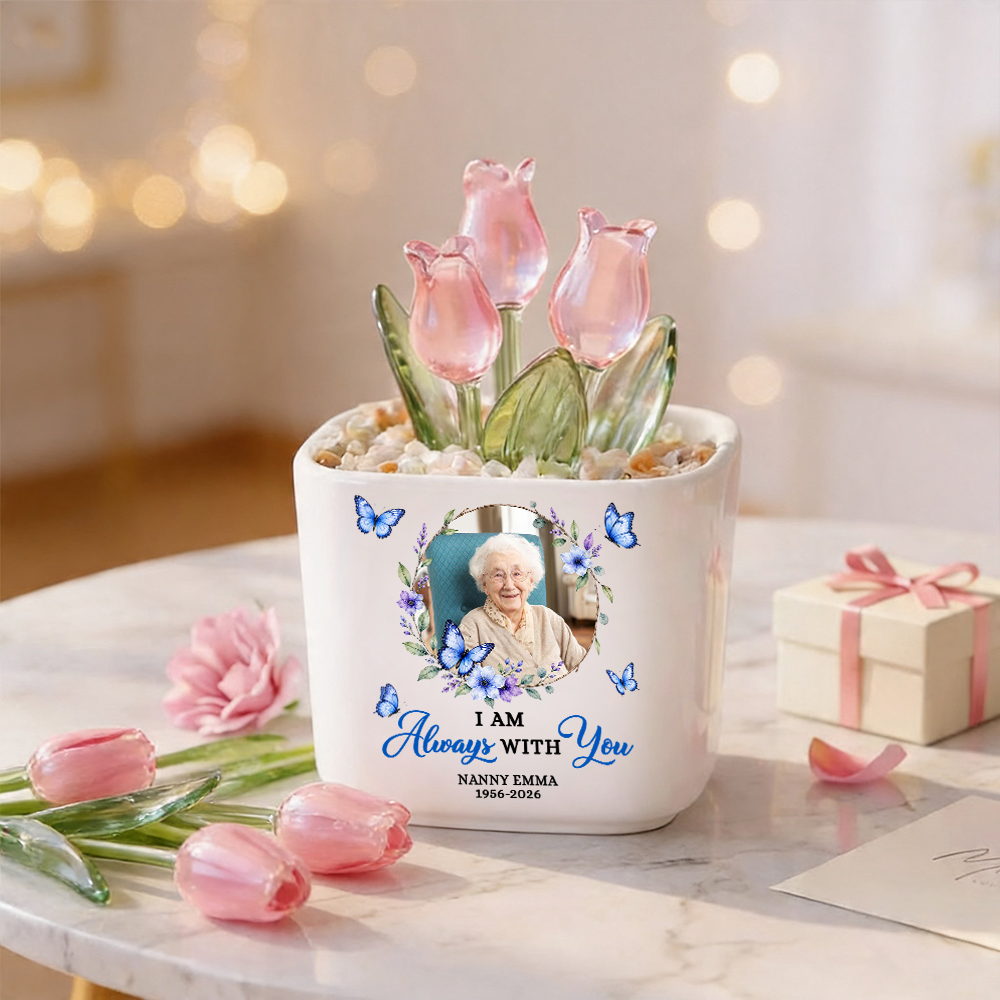 I Am Always With You Cardinal - Personalized Custom Glass Everlasting Tulips
