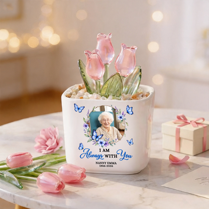 I Am Always With You Cardinal - Personalized Custom Glass Everlasting Tulips
