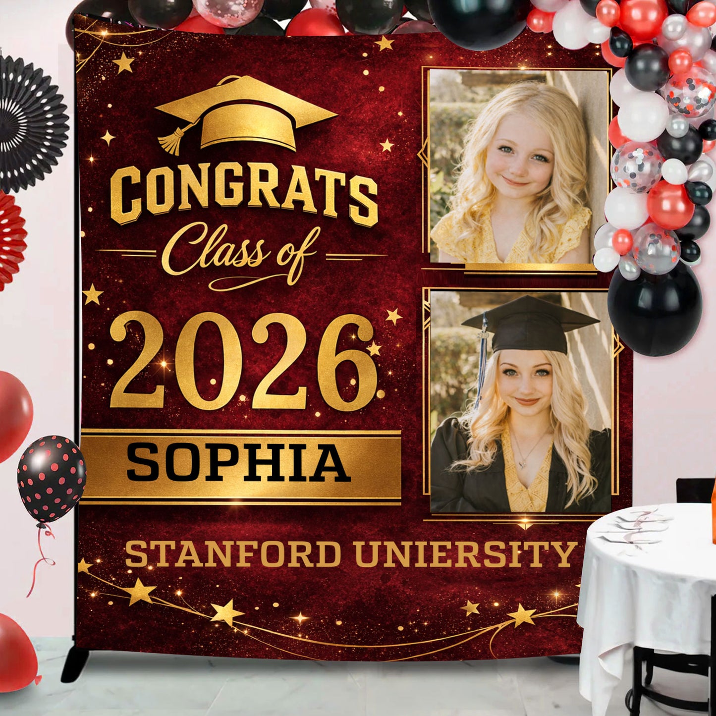 Class of 2026 Custom Graduation Party Backdrop - Personalized Congrats Graduation Backdrop