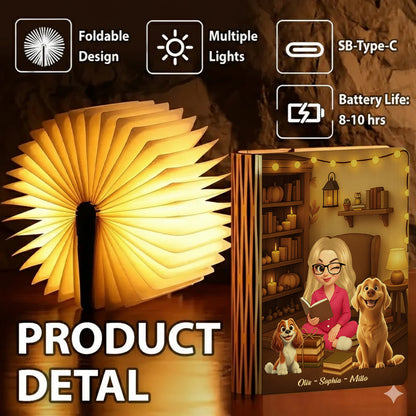 Just A Girl Who Love Book And Dogs - Personalized Book Lamp