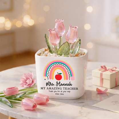 Amazing Teacher - Personalized Custom Glass Everlasting Flowers