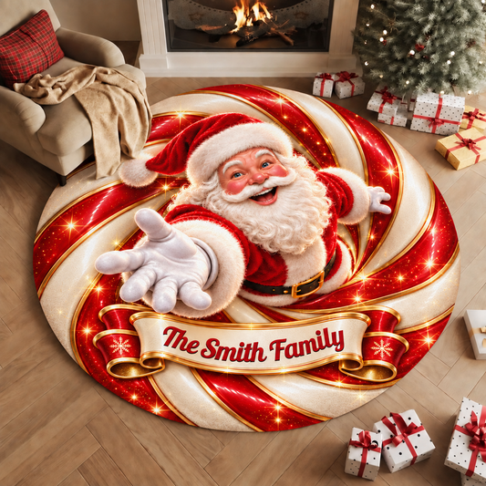 Jolly All Season Family Shaped Doormat - Personalized Christmas Decor 3D Round Rug