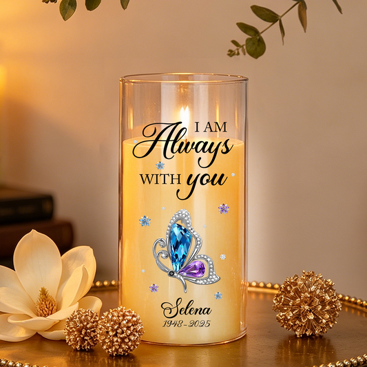 Custom Photo Memorial Always Loved Never Forgotten - Personalized Flameless LED Candle
