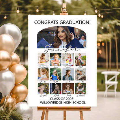 K-12 Graduation Photo Collage - Personalized Graduation Welcome Sign - Custom Photo Welcome Sign