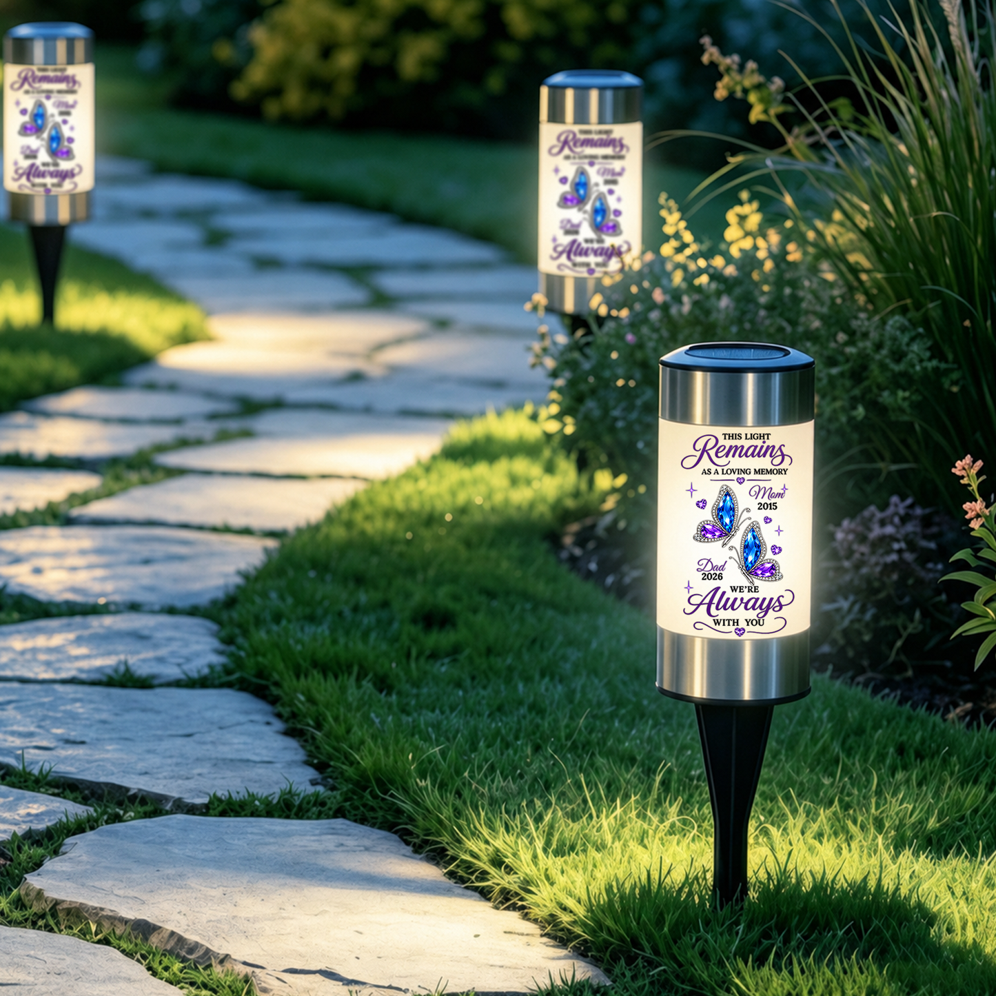 Forever Remembered Forever Loved Solar Garden Light - Personalized Memorial Sympathy Gifts For Loss Of Mom, Dad