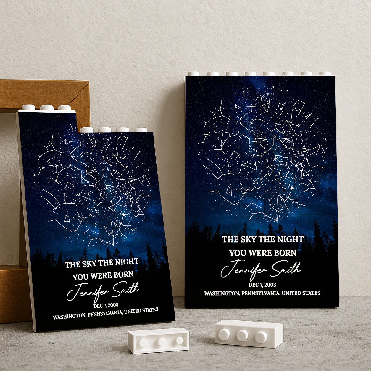 The Stars on the Night You Were Born Custom Star Map Building Block - Valentine Gift for Couple - Anniversary Gift